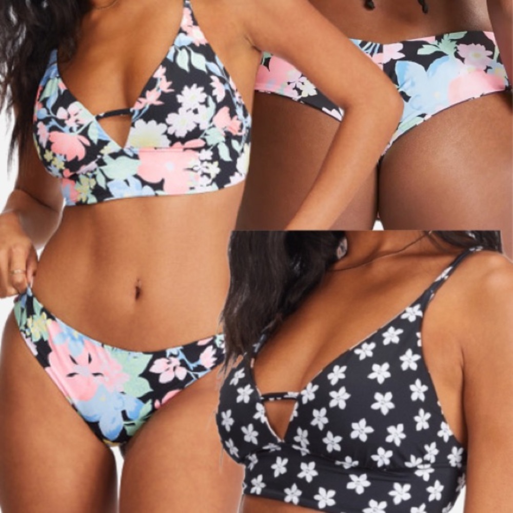 NWT Billabong Feeling Tropical Reversible Cami 
Top & Matching Cheeky Bottom Set
